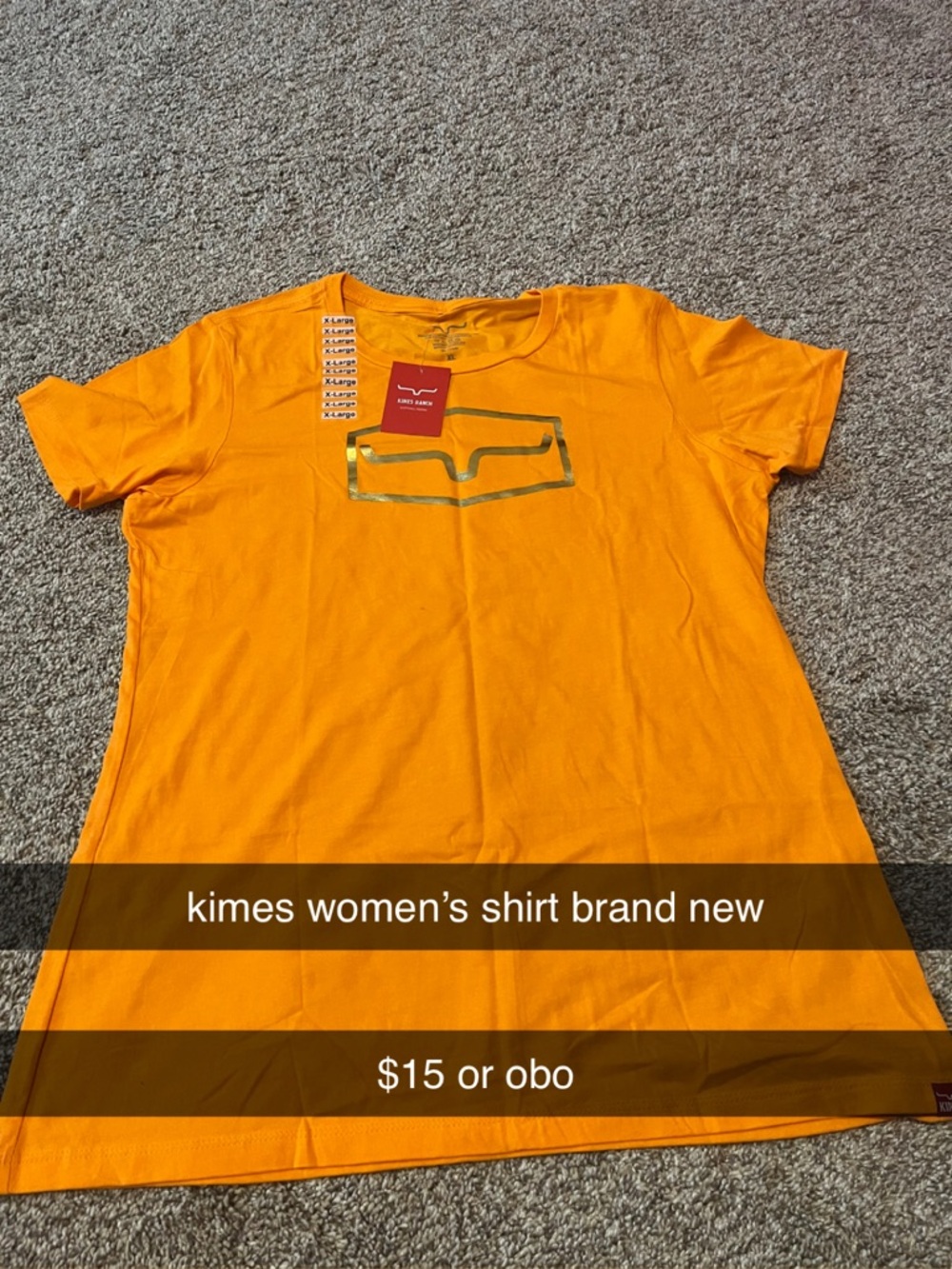 Kimes Ranch Women's Tee with Metallic Logo - Orange, never worn
size XL